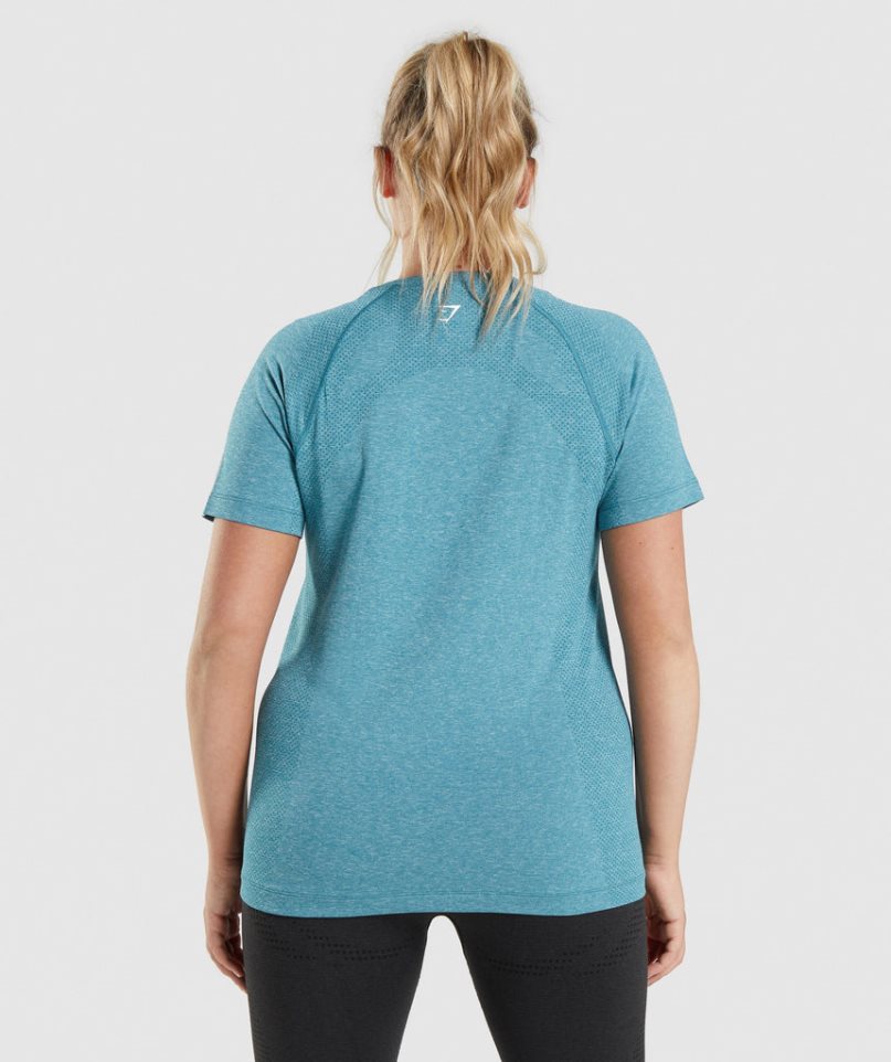 Women's Gymshark Vital Seamless 2.0 Light T-Shirts Turquoise | NZ 7GMCLE